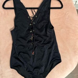 Black one piece bathing suit!